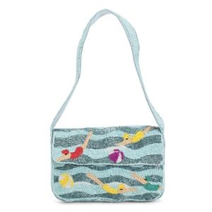 Beaded Beach Scene Shoulder Handbag